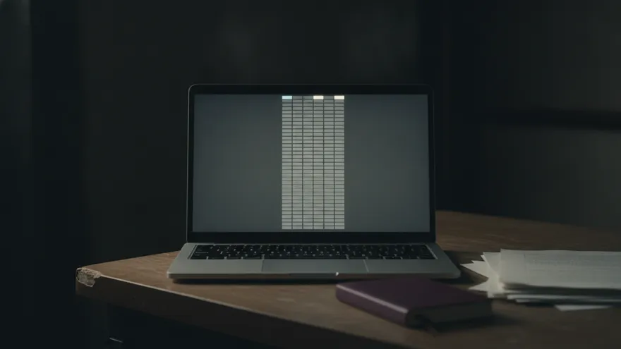 A laptop screen showing a long thread of anonymous forum replies, mostly unread, in a dim room.